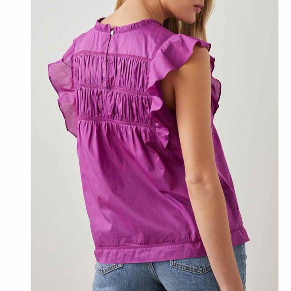 Rails Filomena Summer Casual Lightweight Ruffle Top Size XS Berry - Picture 9 of 10
